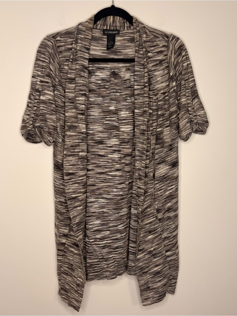 Lane Bryant Gray Open Front Short-Sleeve Cardigan Size 14/16